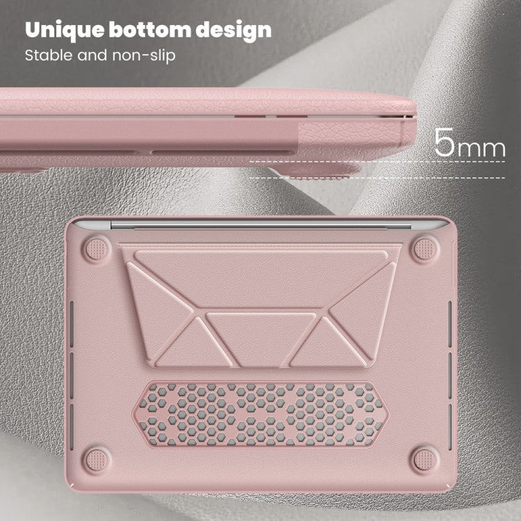 For MacBook Pro 13.3 inch M1 A2338 Business Magnetic Holder PC + PU Laptop Protective Case(Pink) - MacBook Pro Cases by buy2fix | Online Shopping UK | buy2fix