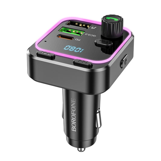 Borofone BC53 Highway PD20W & QC3.0 Car Bluetooth FM Transmitter(Black) - Bluetooth Adapters by Borofone | Online Shopping UK | buy2fix