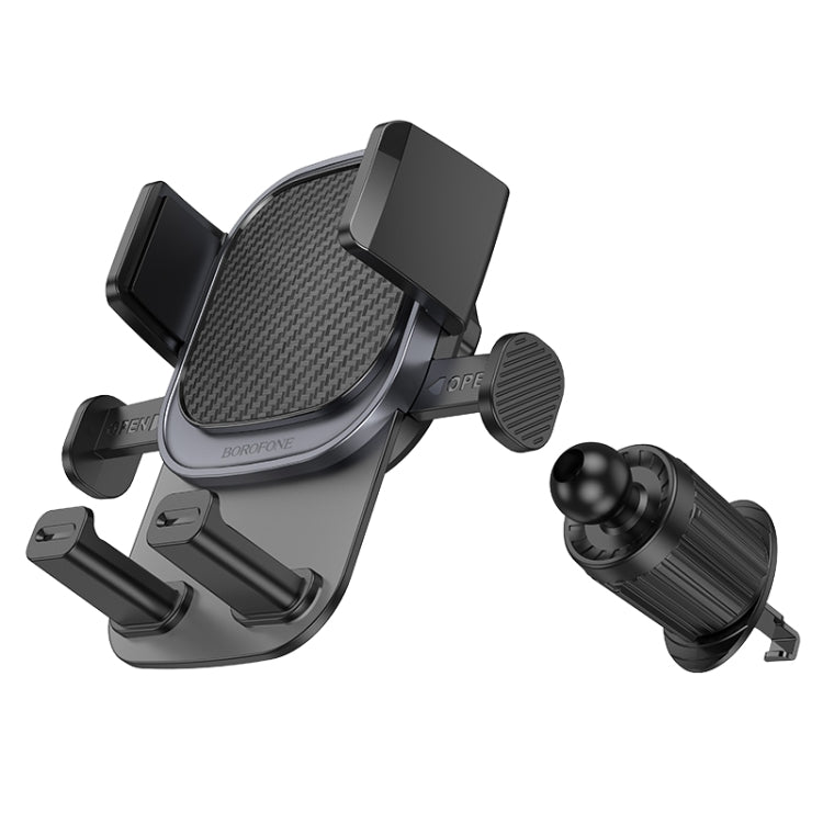 Borofone BH120 Delightful One-button Air Outlet Car Holder(Black Grey) - Car Holders by Borofone | Online Shopping UK | buy2fix