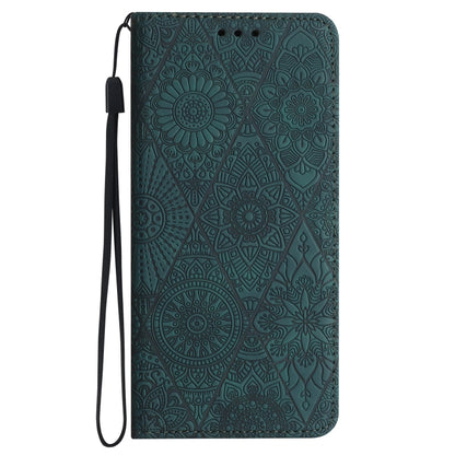 For Samsung Galaxy S25 5G Ethnic Embossed Adsorption Leather Phone Case(Blue) - Galaxy S25 5G Cases by buy2fix | Online Shopping UK | buy2fix