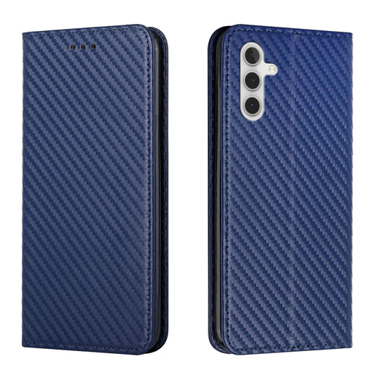 For Samsung Galaxy S25 5G Carbon Fiber Texture Magnetic Flip Leather Phone Case(Blue) - Galaxy S25 5G Cases by buy2fix | Online Shopping UK | buy2fix