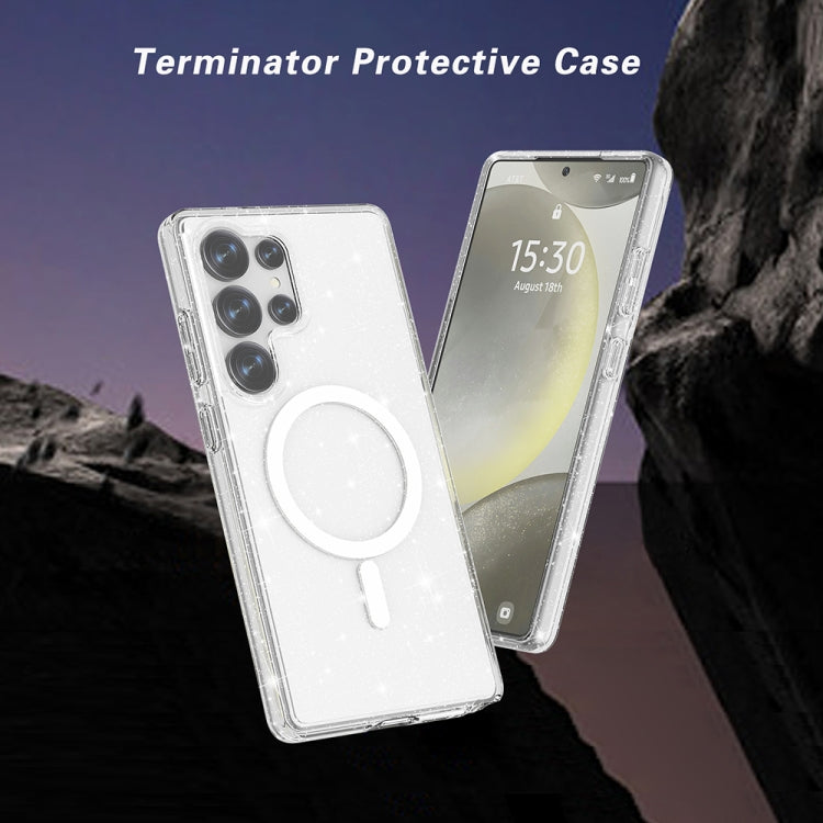 For Samsung Galaxy S25 Ultra 5G Terminator MagSafe Magnetic Phone Case(Glitter White) - Galaxy S25 Ultra 5G Cases by buy2fix | Online Shopping UK | buy2fix