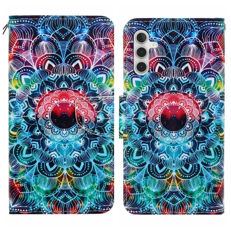 For Samsung Galaxy S25 5G Colored Drawing Pattern Leather Phone Case(Mandala) - Galaxy S25 5G Cases by buy2fix | Online Shopping UK | buy2fix