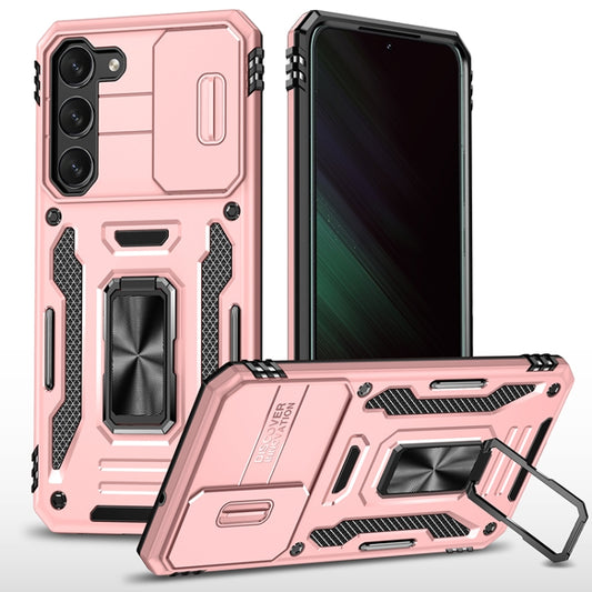 For Samsung Galaxy S25 5G Armor PC Hybrid TPU Camera Shield Phone Case(Rose Gold) - Galaxy S25 5G Cases by buy2fix | Online Shopping UK | buy2fix