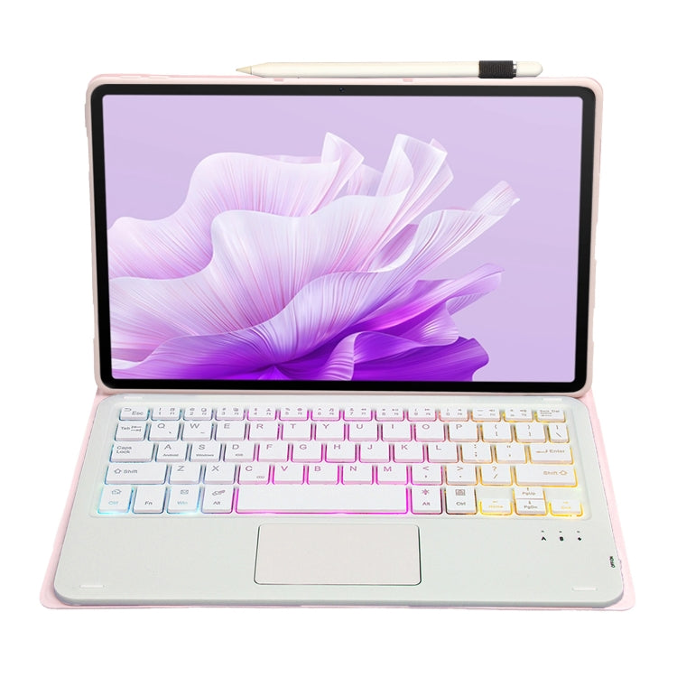 For Honor Pad X9 / X8 Pro 11.5 AH15-AS Ultra-thin Detachable Backlight Bluetooth Keyboard Leather Tablet Case with Touchpad(Pink White) - Others Keyboard by buy2fix | Online Shopping UK | buy2fix