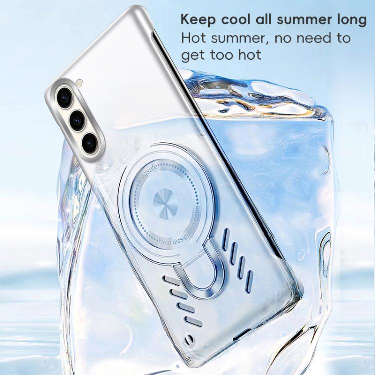 For Samsung Galaxy S25 5G Ice Sense Series Graphene Cooling MagSafe Holder Phone Case(Silver) - Galaxy S25 5G Cases by buy2fix | Online Shopping UK | buy2fix