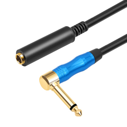 6.35mm 1/4 TRS Male Mono Elbow to Female Electric Guitar Audio Cable, Length:1m(Black Blue) - Microphone Audio Cable & Connector by buy2fix | Online Shopping UK | buy2fix