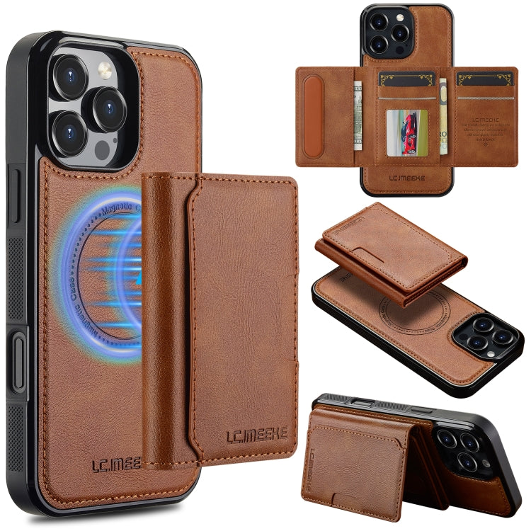 For iPhone 16 Pro Max LC.IMEEKE L5 Series Detachable RFID Card Bag Magsafe Phone Case(Brown) - iPhone 16 Pro Max Cases by LC.IMEEKE | Online Shopping UK | buy2fix