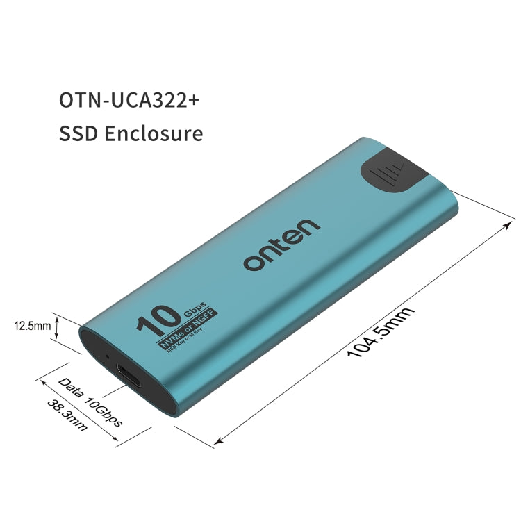 Onten UCA322+ 10Gbps M.2 M-key NVMe NGFF SSD Enclosure - Solid State Drives by Onten | Online Shopping UK | buy2fix