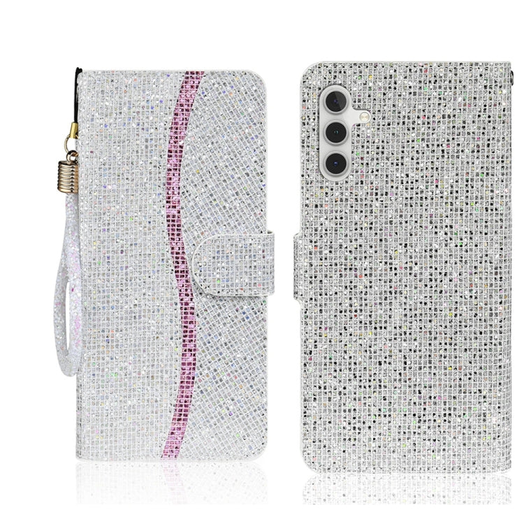 For Samsung Galaxy S25 5G Glitter Powder Filp Leather Phone Case(Silver) - Galaxy S25 5G Cases by buy2fix | Online Shopping UK | buy2fix