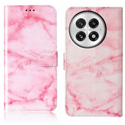 For OnePlus 13 Colored Drawing Marble Pattern Leather Phone Case(Pink Marble) - OnePlus Cases by buy2fix | Online Shopping UK | buy2fix