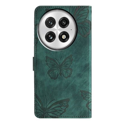 For OnePlus 13 Skin-feel Embossed Butterfly Leather Phone Case(Green) - OnePlus Cases by buy2fix | Online Shopping UK | buy2fix