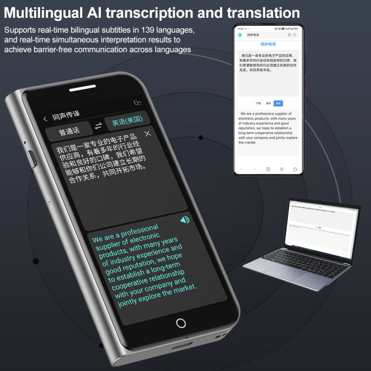 A70 5.0 inch HD Touch Screen Smart AI Translator 139 Languages ??with Offline Translation / Photo Translation -  by buy2fix | Online Shopping UK | buy2fix