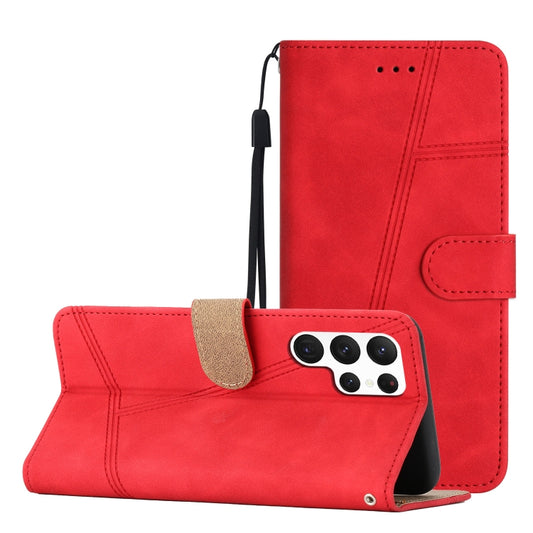 For Samsung Galaxy S25 Ultra 5G Skin-feel Stitching Leather Phone Case(Red) - Galaxy S25 Ultra 5G Cases by buy2fix | Online Shopping UK | buy2fix