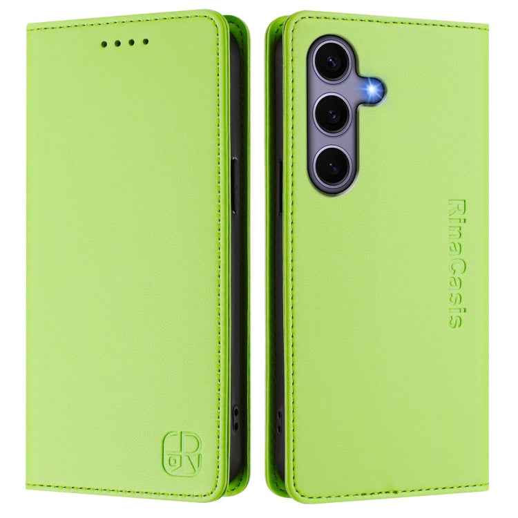 For Samsung Galaxy S24 / S25 5G RC01 Dual-Folded Magnetic Suction RFID Leather Phone Case(Grass Green) - Galaxy S25 5G Cases by buy2fix | Online Shopping UK | buy2fix