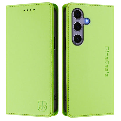 For Samsung Galaxy S24+ / S25+ 5G RC01 Dual-Folded Magnetic Suction RFID Leather Phone Case(Grass Green) - Galaxy S25+ 5G Cases by buy2fix | Online Shopping UK | buy2fix