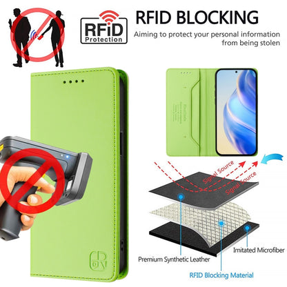 For Samsung Galaxy S25 Ultra 5G RC01 Dual-Folded Magnetic Suction RFID Leather Phone Case(Grass Green) - Galaxy S25 Ultra 5G Cases by buy2fix | Online Shopping UK | buy2fix