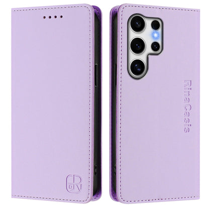 For Samsung Galaxy S25 Ultra 5G RC01 Dual-Folded Magnetic Suction RFID Leather Phone Case(Light Purple) - Galaxy S25 Ultra 5G Cases by buy2fix | Online Shopping UK | buy2fix