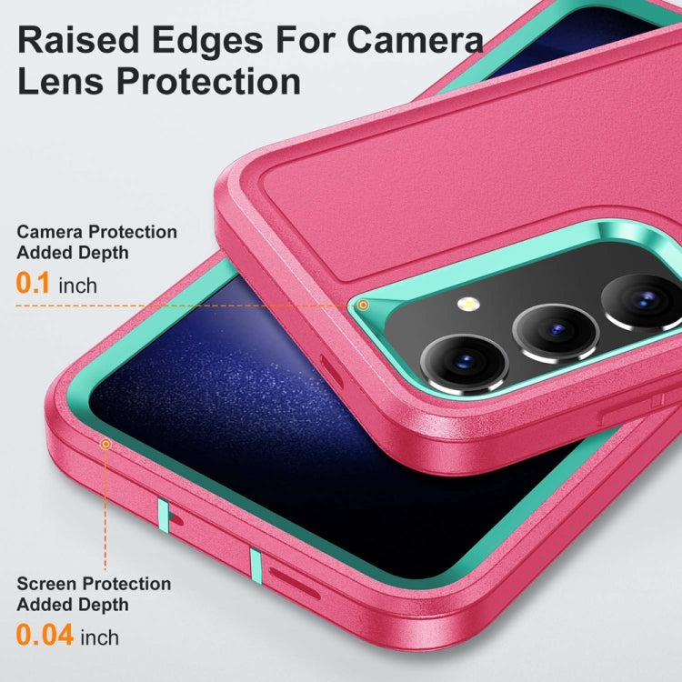 For Samsung Galaxy S24+ / S25+ 5G Rugged PC Hybrid Silicone Phone Case with Holder(Rose Red+Light Green) - Galaxy S25+ 5G Cases by buy2fix | Online Shopping UK | buy2fix