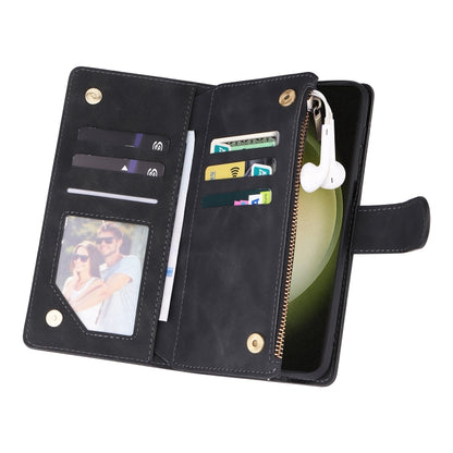 For Samsung Galaxy S25+ 5G Multifunctional Frosted Zipper Wallet Leather Phone Case(Black) - Galaxy S25+ 5G Cases by buy2fix | Online Shopping UK | buy2fix