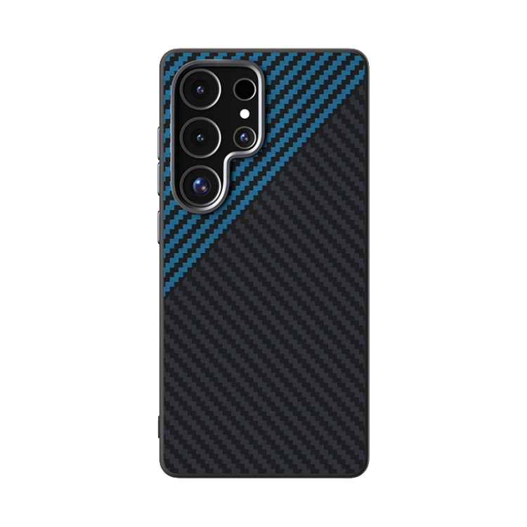 For Samsung Galaxy S25 Ultra 5G ABEEL C Carbon Fiber Series 6D Micro Relief MagSafe Phone Case(Black Blue) - Galaxy S25 Ultra 5G Cases by buy2fix | Online Shopping UK | buy2fix