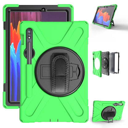 For Samsung Galaxy Tab S9 / Galaxy Tab S8 / Galaxy Tab S7 (2020) T870 Shockproof Colorful Silicone + PC Protective Case with Holder & Shoulder Strap & Hand Strap & Pen Slot(Green) - Galaxy Tab S8 Cases by buy2fix | Online Shopping UK | buy2fix