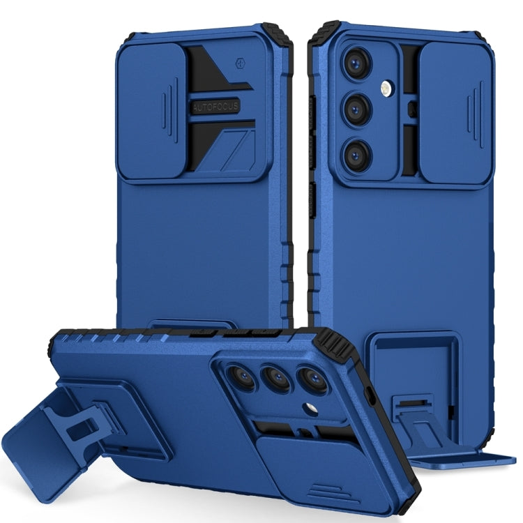 For Samsung Galaxy S25 5G Stereoscopic Holder Sliding Camshield Phone Case(Blue) - Galaxy S25 5G Cases by buy2fix | Online Shopping UK | buy2fix