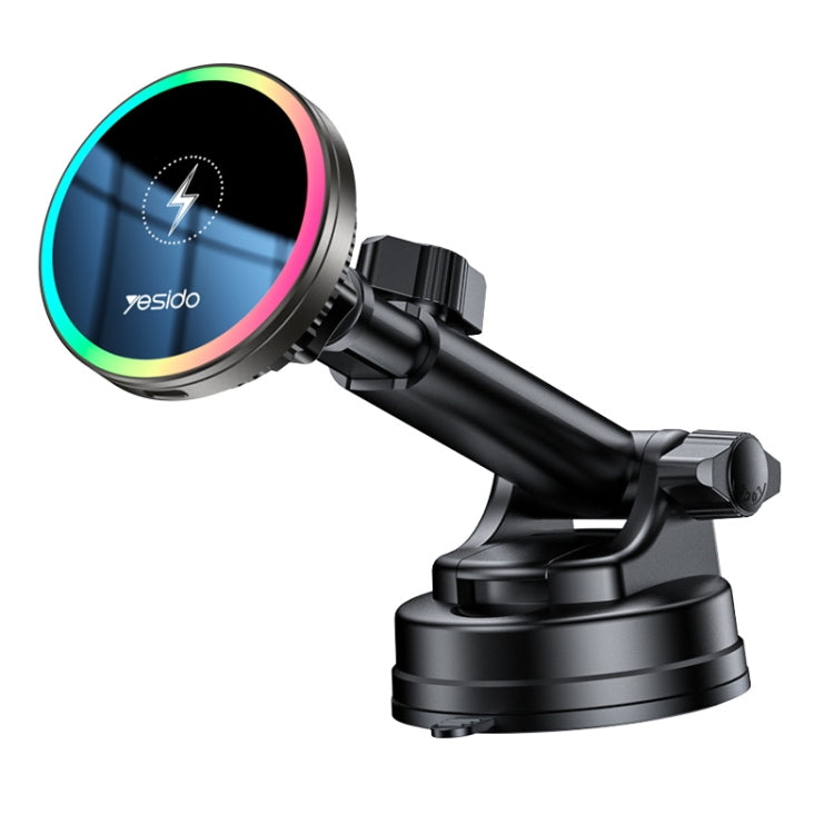 Yesido C315 15W Suction Cup Air Vent Car Wireless Charging Holder with RGB Lighting(Black) - Wireless Charger Holders by Yesido | Online Shopping UK | buy2fix