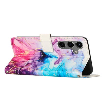 For Samsung Galaxy S25 5G Painted Marble Pattern Leather Phone Case(Pink Purple) - Galaxy S25 5G Cases by buy2fix | Online Shopping UK | buy2fix