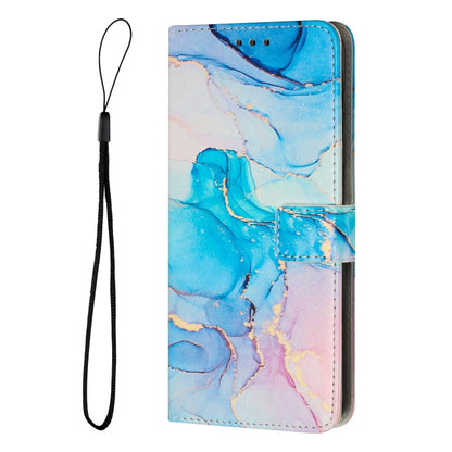 For Samsung Galaxy S25 5G Painted Marble Pattern Leather Phone Case(Pink Green) - Galaxy S25 5G Cases by buy2fix | Online Shopping UK | buy2fix