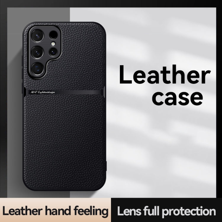 For Samsung Galaxy S25 Ultra 5G Litchi Leather Magnetic Full Coverage Shockproof Phone Case(Black) - Galaxy S25 Ultra 5G Cases by buy2fix | Online Shopping UK | buy2fix