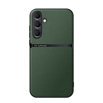 For Samsung Galaxy S25+ 5G Litchi Leather Magnetic Full Coverage Shockproof Phone Case(Green) - Galaxy S25+ 5G Cases by buy2fix | Online Shopping UK | buy2fix