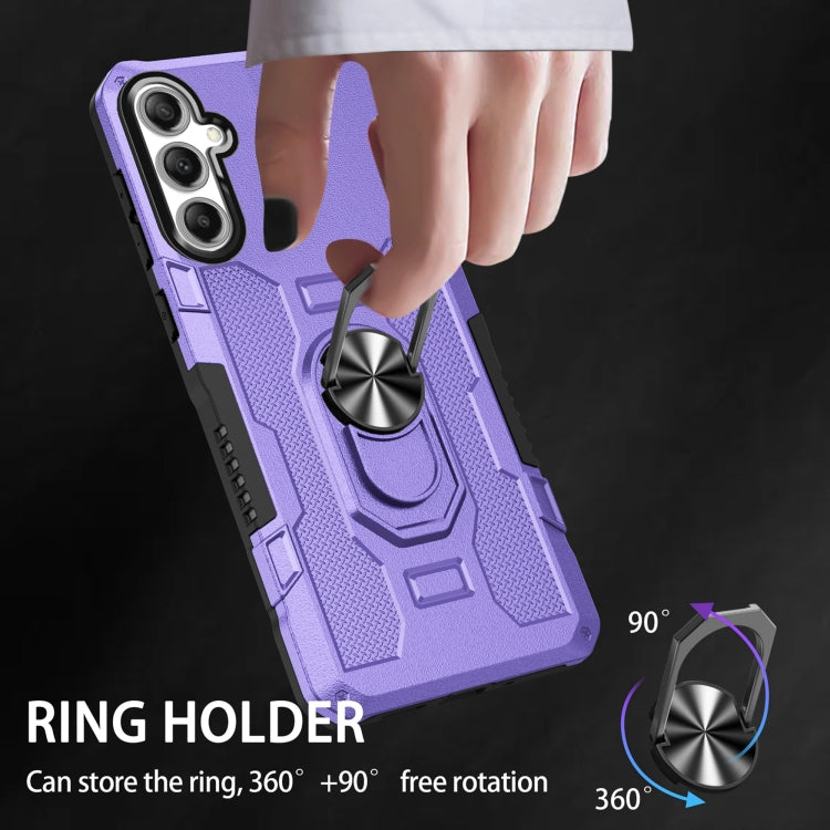 For Samsung Galaxy S25 5G Ring Holder Armor Hybrid Phone Case(Purple) - Galaxy S25 5G Cases by buy2fix | Online Shopping UK | buy2fix