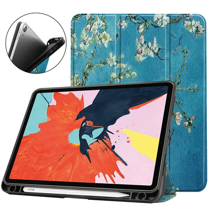 For iPad Air 11 2024 / 2022 / 2020 10.9 TPU Colored Drawing Horizontal Flip Leather Case with Three-folding Holder & Sleep / Wake-up Function(Apricot Flower) - iPad Air (2022) / (2020) 10.9 Cases by buy2fix | Online Shopping UK | buy2fix