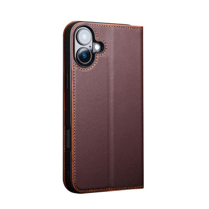 For iPhone 16 QIALINO Classic Gen2 Genuine Leather Phone Case(Brown) - iPhone 16 Cases by QIALINO | Online Shopping UK | buy2fix