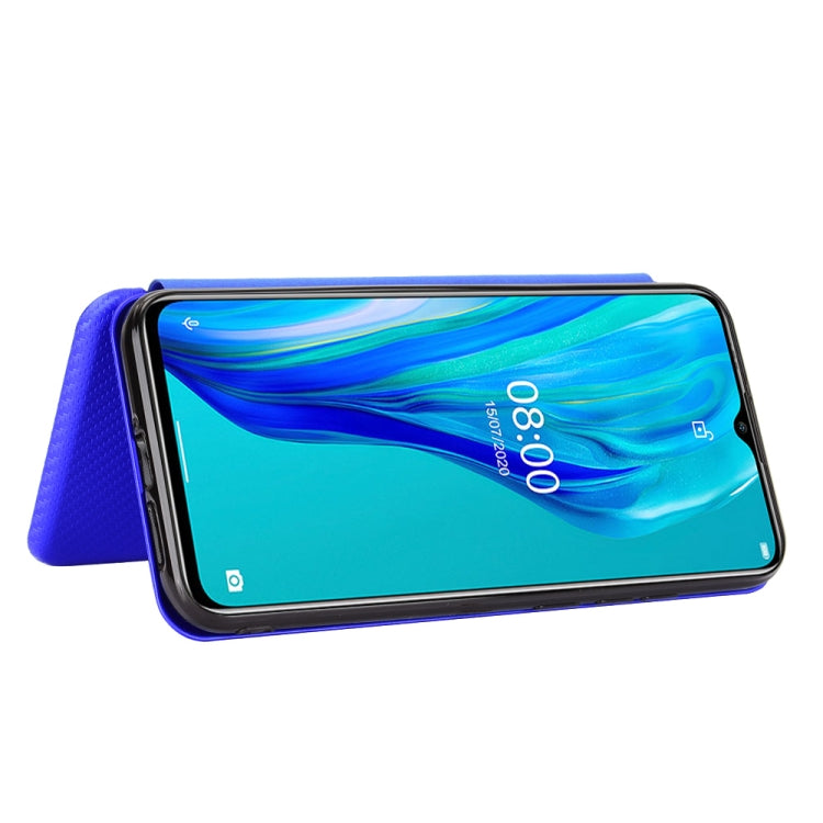 For Ulefone Note 9P Carbon Fiber Texture Horizontal Flip TPU + PC + PU Leather Case with Card Slot & Lanyard(Blue) - Ulefone Cases by buy2fix | Online Shopping UK | buy2fix