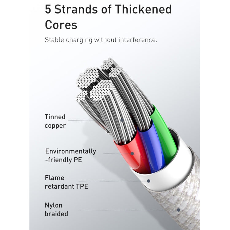 Baseus 20W Type-C / USB-C to 8 Pin PD High-density Braided Fast Charging Data Cable, Length: 1m(White) - Normal Style Cable by Baseus | Online Shopping UK | buy2fix