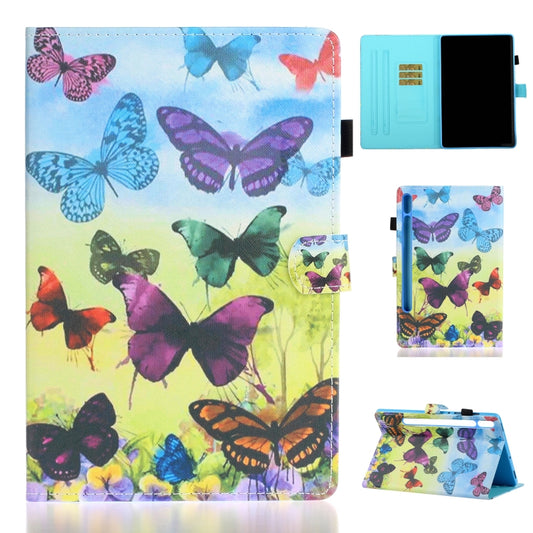 For Samsung Galaxy Tab S8 / Galaxy Tab S7 11.0 T870 Colored Drawing Pattern Horizontal Flip PU Leather Case with Holder & Card Slots & Anti-skid Strip & Sleep / Wake-up Function(Colorful Butterflies) - Galaxy Tab S8 Cases by buy2fix | Online Shopping UK | buy2fix