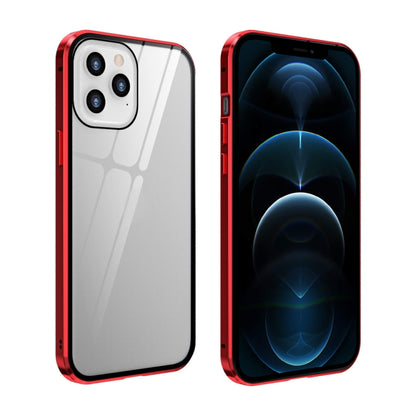 For iPhone 12 Pro Max Double Sides Tempered Glass Magnetic Adsorption Metal Frame Anti-peep Screen Case(Red) - iPhone 12 Pro Max Cases by buy2fix | Online Shopping UK | buy2fix