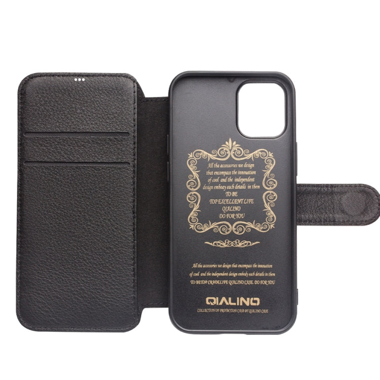 For iPhone 12 / 12 Pro QIALINO Business Magnetic Horizontal Flip Leather Case with Card Slots & Wallet(Black) - iPhone 12 / 12 Pro Cases by QIALINO | Online Shopping UK | buy2fix