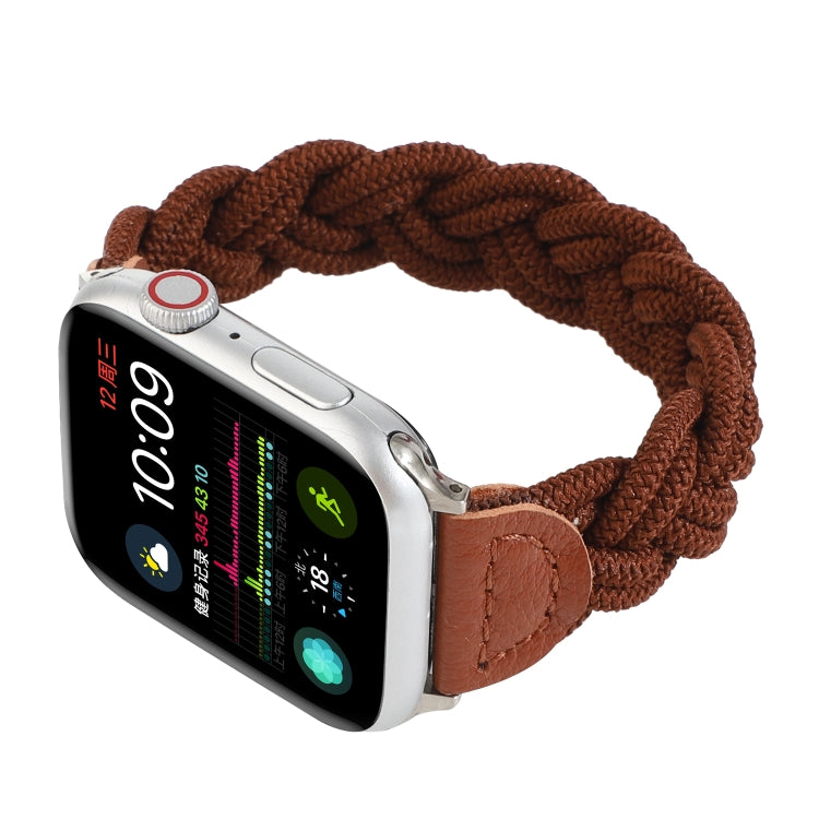 Elastic Woven Watch Band For Apple Watch Ultra 49mm&Watch Ultra 2 49mm / Series 9&8&7 45mm / SE 3&SE 2&6&SE&5&4 44mm / 3&2&1 42mm, Length:120mm(Coffee) - Watch Bands by buy2fix | Online Shopping UK | buy2fix