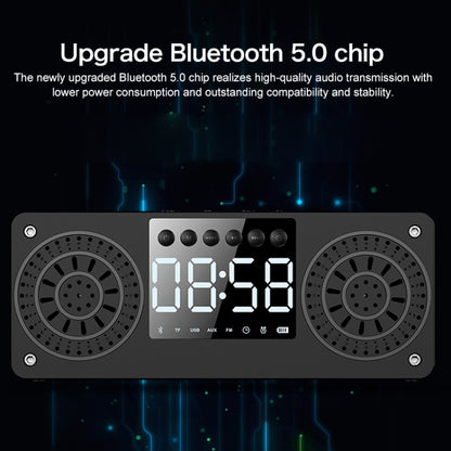 A10 Subwoofer Wooden Clock Bluetooth 5.0 Speaker, Support TF Card & U Disk Play & FM Radio(Red) - Desktop Speaker by buy2fix | Online Shopping UK | buy2fix