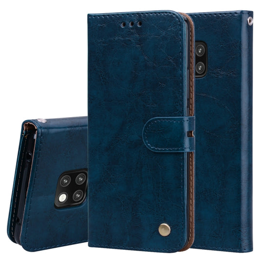 Business Style Oil Wax Texture Horizontal Flip Leather Case for Huawei Mate 20 Pro, with Holder & Card Slots & Wallet (Blue) - Huawei Cases by buy2fix | Online Shopping UK | buy2fix