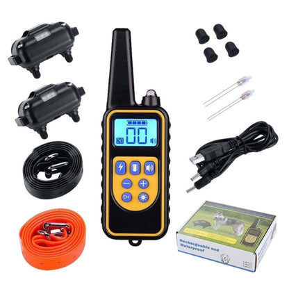 880-2 800 Yards Rechargeable Remote Control Collar Dog Training Device Anti Barking Device(Black+Orange) - Training Aids by buy2fix | Online Shopping UK | buy2fix