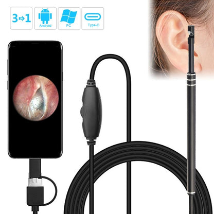 i96 3 in 1 USB Ear Scope Inspection HD 0.3MP Camera Visual Ear Spoon for OTG Android Phones & PC & MacBook, 1.85m Length Cable(Black) - Ear Care Tools by buy2fix | Online Shopping UK | buy2fix