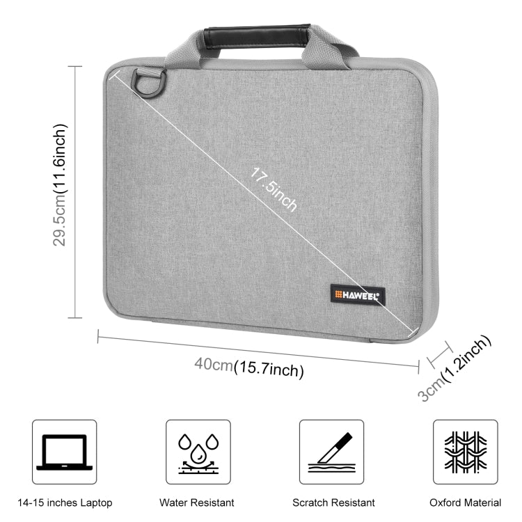 HAWEEL 14.0 inch -16.0 inch Briefcase Crossbody Laptop Bag For Macbook, Lenovo Thinkpad, ASUS, HP(Grey) - 15 inch by HAWEEL | Online Shopping UK | buy2fix