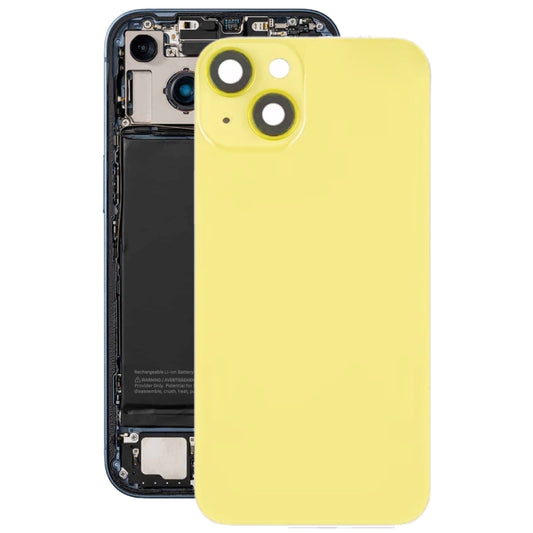 For iPhone 14 Plus Glass Battery Back Cover with Flash Bracket + Wireless Charging Module(Yellow) - Back Cover by buy2fix | Online Shopping UK | buy2fix