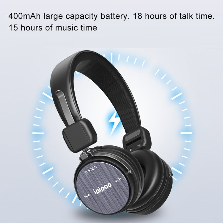 ipipoo EP-2 Foldable Head-mounted Wireless Bluetooth Headset Stereo HiFi Headphones, Support Handsfree, MFB Key(Grey) - Headset & Headphone by ipipoo | Online Shopping UK | buy2fix