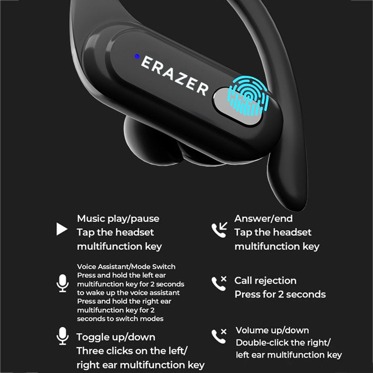 Lenovo Erazer XT60 Pro Bluetooth 5.3 Ear-mounted Sports Wireless Bluetooth Earphone (Black) - Bluetooth Earphone by Lenovo | Online Shopping UK | buy2fix