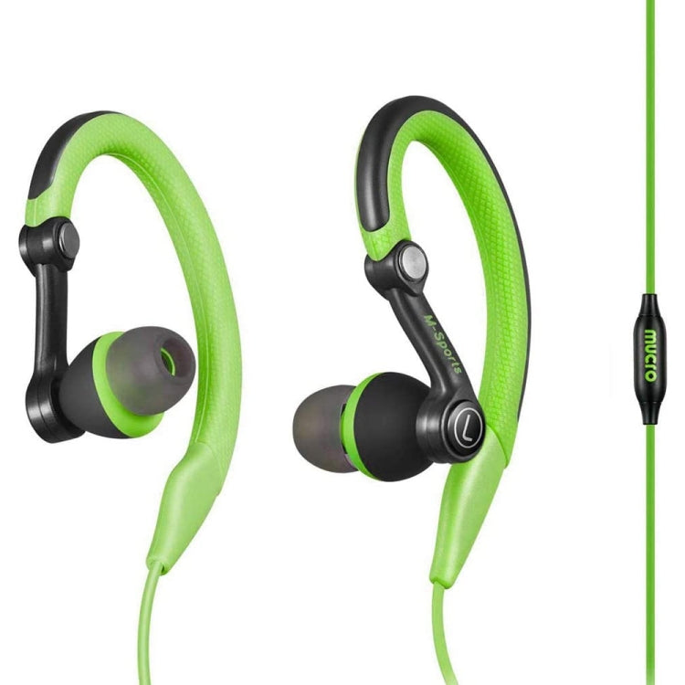 Mucro Type-C Plug In-Ear Sport Earhook Wired Stereo Headphones for Jogging Gym (Green) - Type-C Earphone by Mucro | Online Shopping UK | buy2fix